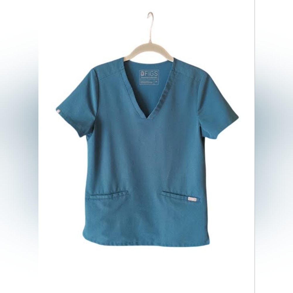 Figs Technical Collection Teal 2-Pocket Scrub Top (XS)